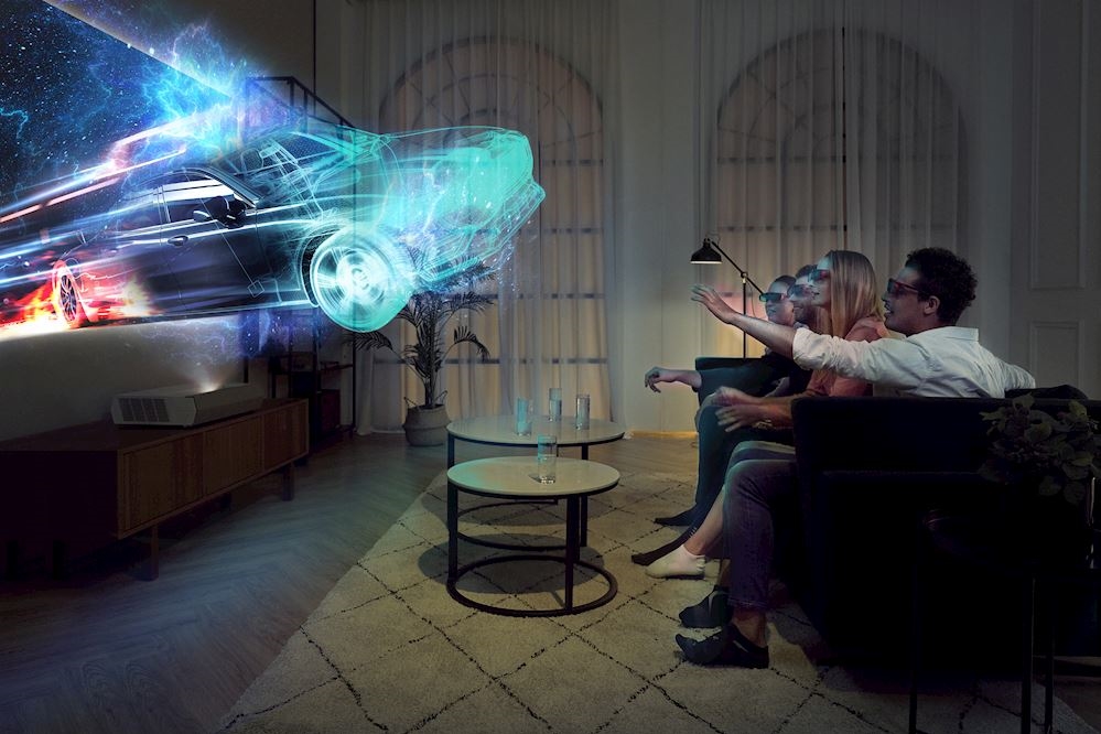 Proyector inteligente Optoma CinemaX P2 consigue una pantalla de 100" con 30cms.