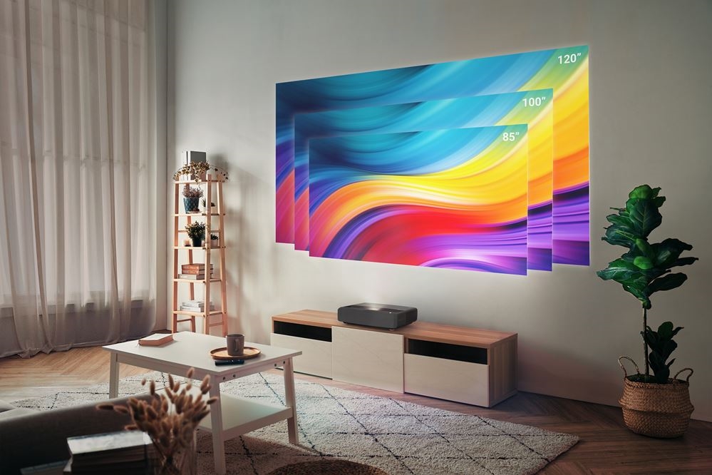 Proyector Optoma L1 4LED 4K UHD de tiro ultracorto respetuoso con el medio ambiente